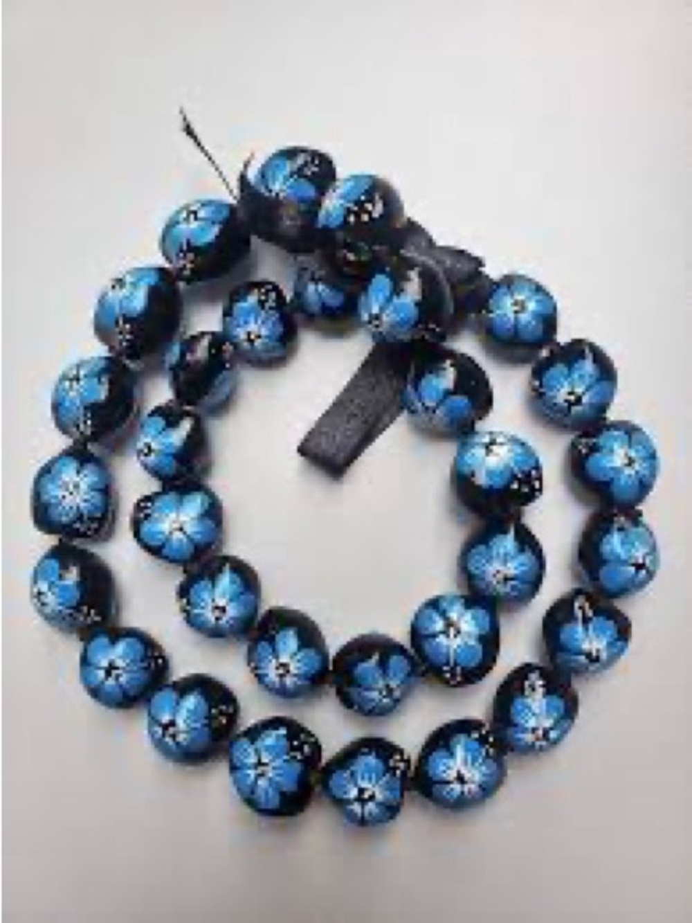 Handcrafted Blue Floral Bead Necklace